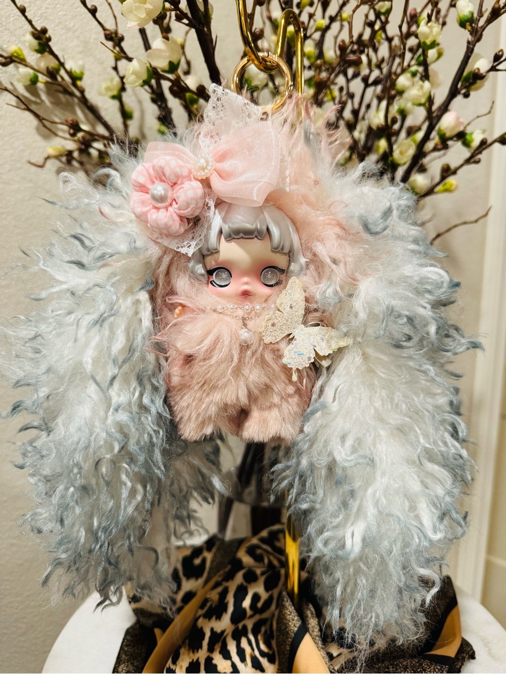 Custom Skullpanda Bunny Bag Charm with Accessories